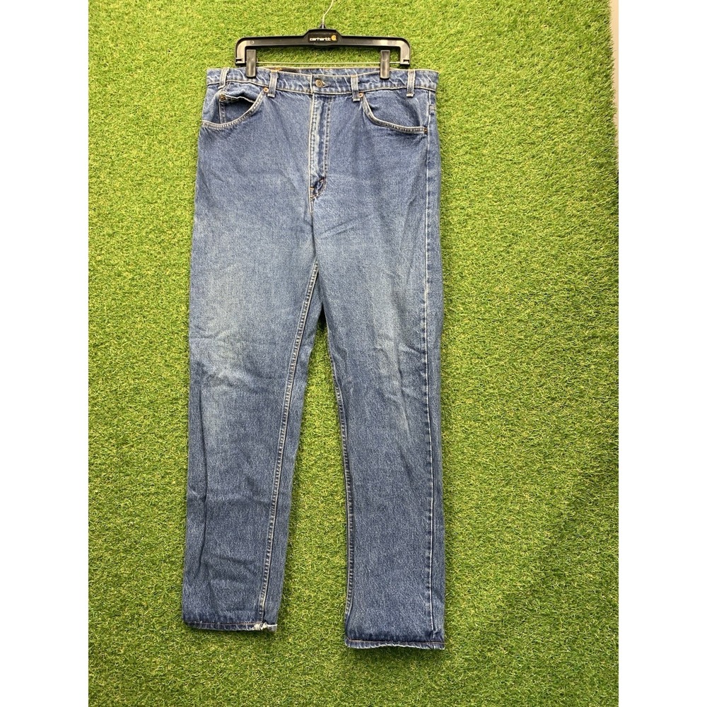 Vintage Levis 505 Jeans Mens Regular Straight Orange Tab Whiskered Size 38x31